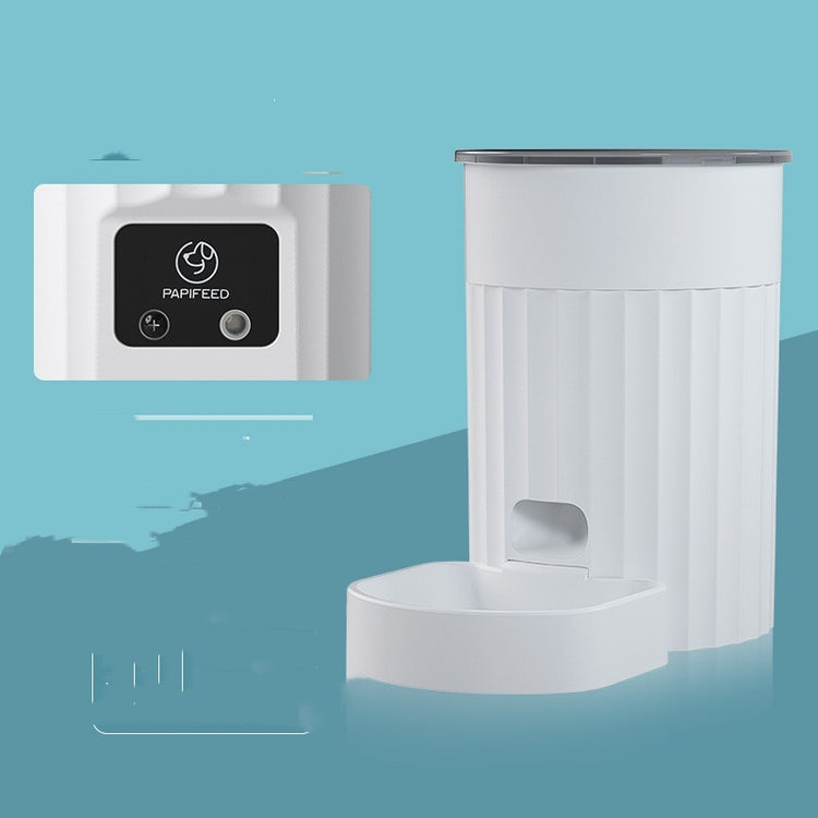 "WiFi-Enabled Smart Automatic Cat Feeder in White – Durable PP Material with Button Control for Scheduled Pet Feeding"