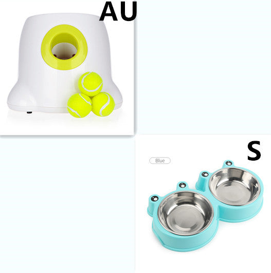 Dog Pet Automatic Interactive Ball Launcher with mini tennis balls for dogs to play fetch."