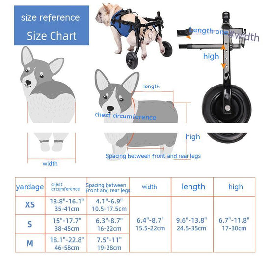 size chart of disable pet scooter wheel chair
