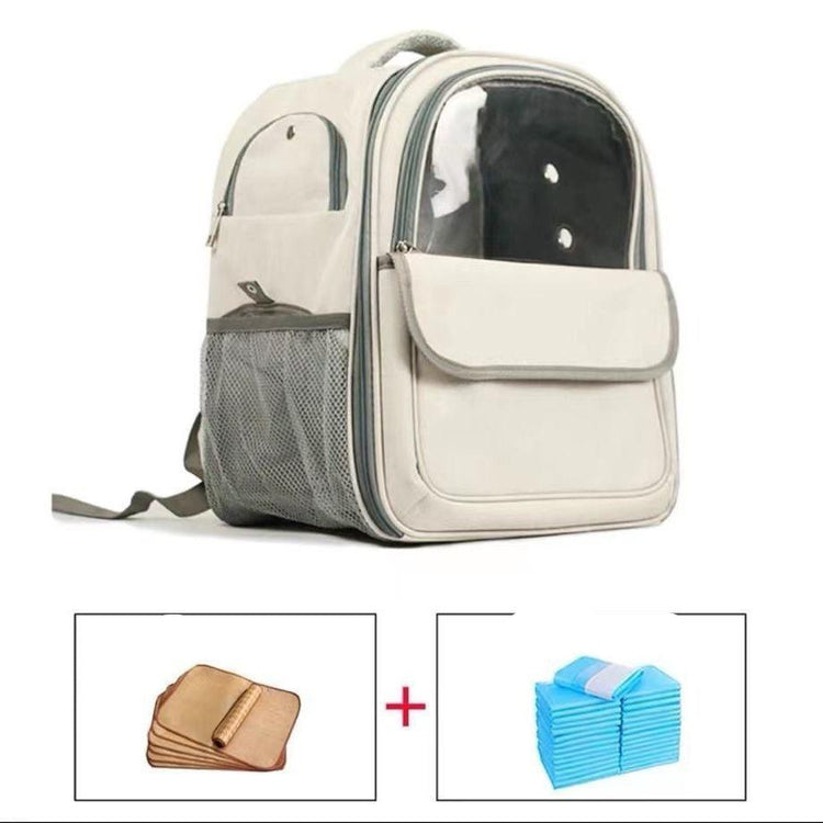 Breathable transparent pet backpack with a space capsule design, perfect for safely carrying cats and dogs with comfort and style