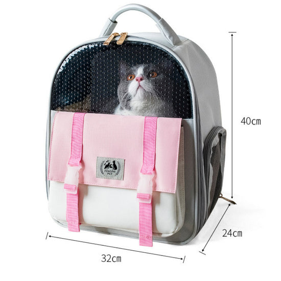 Foldable large-capacity cat and dog backpack, offering a comfortable and stylish pet carrier for easy travel size