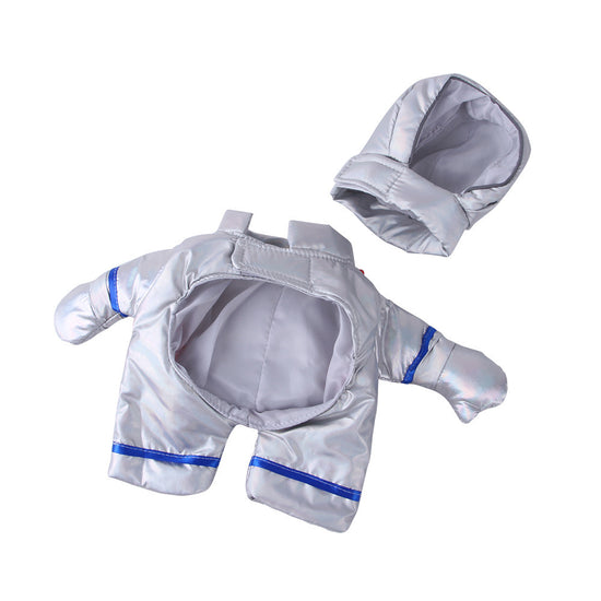 Adorable pet astronaut costume featuring a funny space suit design for dogs, ideal for Halloween and fun dress-up occasions blue