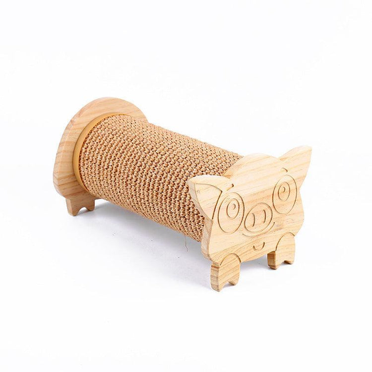 Pet sniffing pad training blanket and interactive feeding mat combined with a cat scratcher claw sharpener, featuring a solid wood sisal scratching post for healthy claws