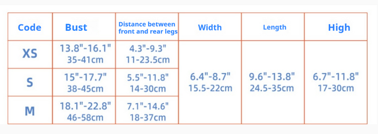 size chart of pet scooter