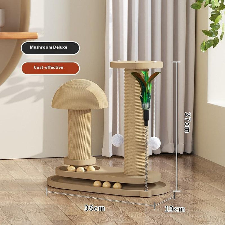 Solid wood cat turntable scratching post, offering a durable and interactive surface for cats to scratch and play