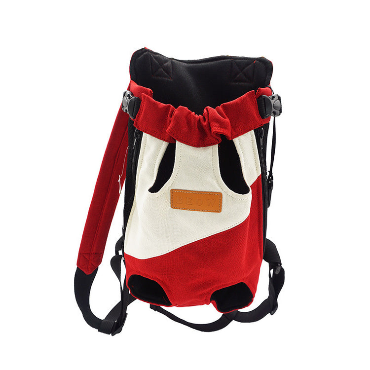 Portable pet canvas chest bag designed for comfort and secure carrying during travel and outdoor adventures