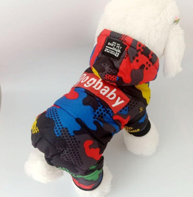 Winter thickened four-legged cotton-padded clothes, keeping puppies warm and comfortable