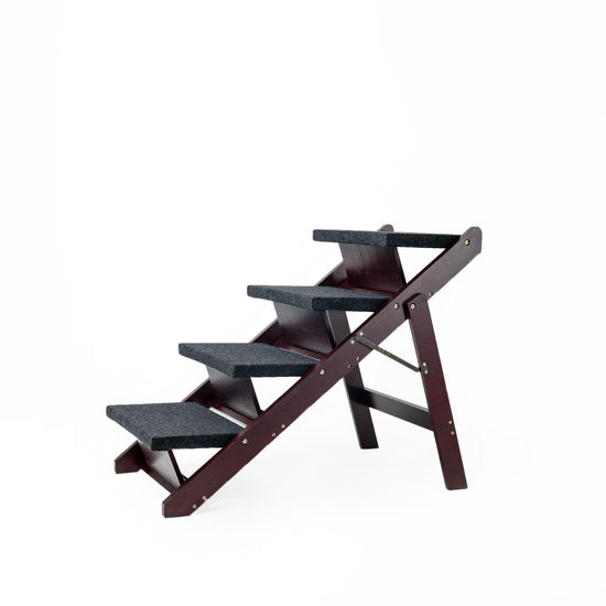 Wooden dog stairs and ramp, a foldable 4-level pet ladder for safe and easy pet access