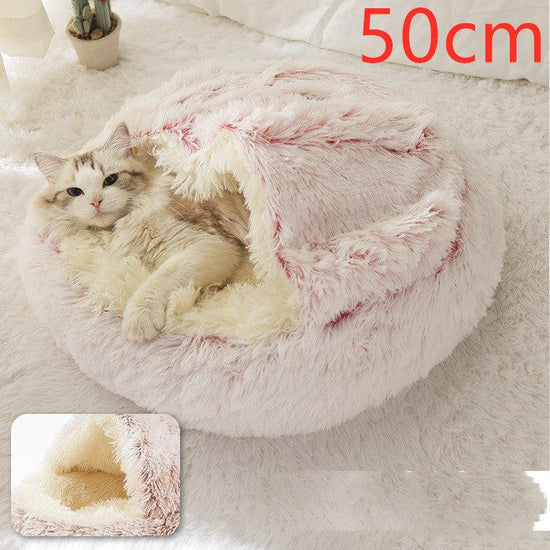 2-in-1 round plush winter bed for dogs and cats – soft and cozy pet bed for cold weather comfort