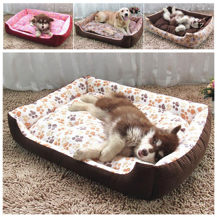 Comfortable dog bed with soft pet cushion – a cozy resting spot for dogs, providing comfort and support for a restful sleep