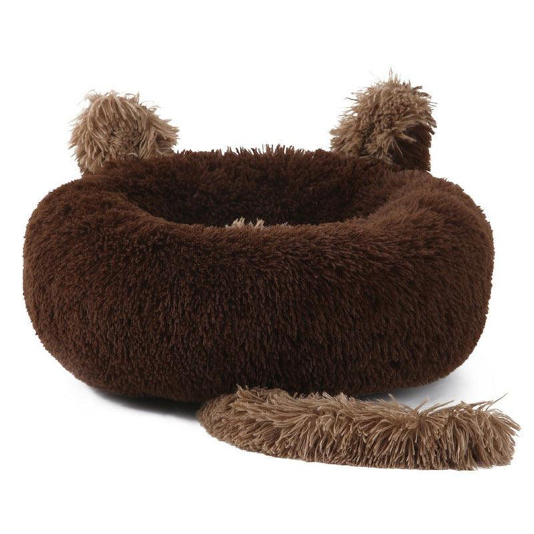 Cozy cat nest bed with long tail design, offering ultimate comfort for your furry friend