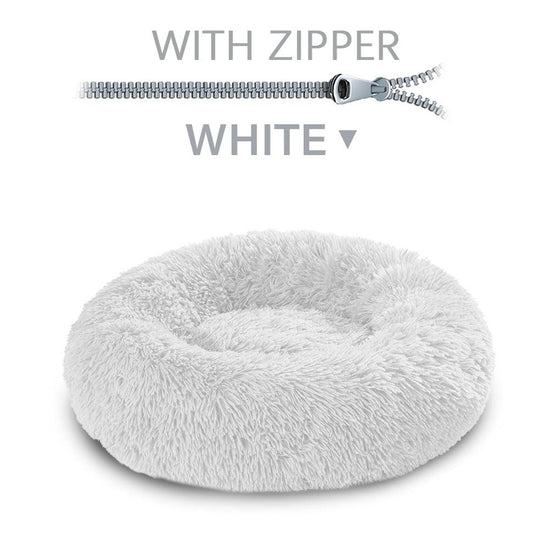 Warm and soft donut-shaped plush bed for dogs and cats – cozy pet cushion for ultimate comfort