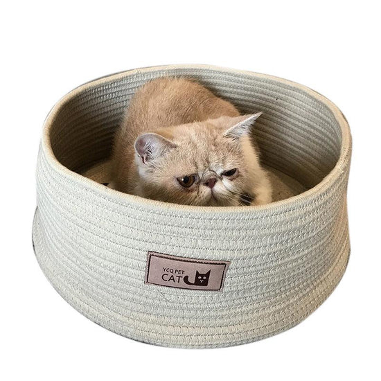 Cozy round cat bed and small dog kennel, offering a comfortable pet litter bed for cats and small dogs