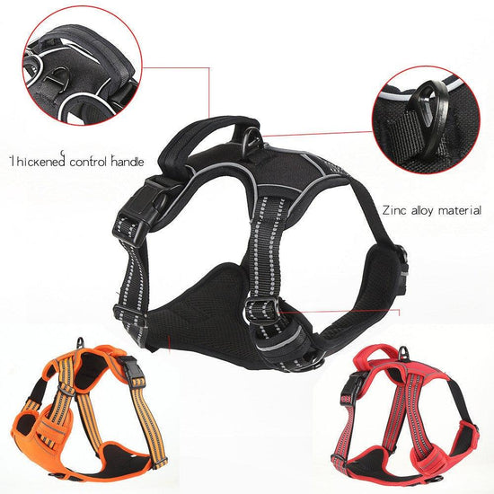 No-pull reflective dog harness, a breathable pet vest designed for comfortable and safe walks
