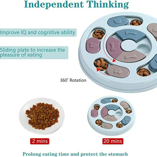 Interactive puzzle feeding bowl for dogs – promotes slow eating and mental stimulation while preventing choking