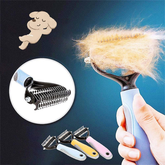 Stainless double-sided pet brush – effective grooming comb for hair removal and detangling, perfect for dogs and cats