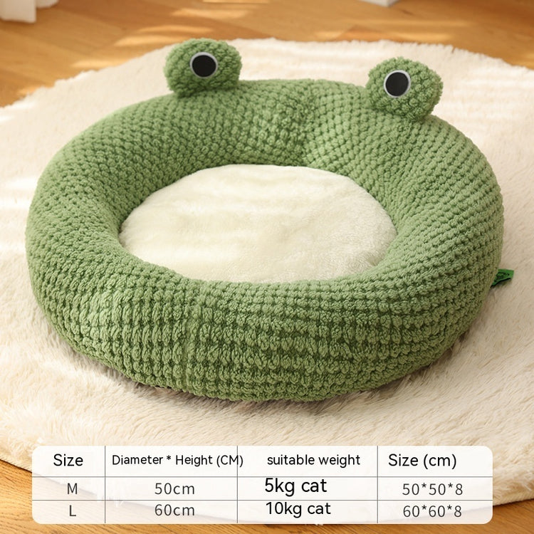 Little Frog Series warm plush pet bed for small cats and dogs, perfect for cozy comfort in autumn and winter dimension