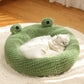 Little Frog Series warm plush pet bed for small cats and dogs, perfect for cozy comfort in autumn and winter green