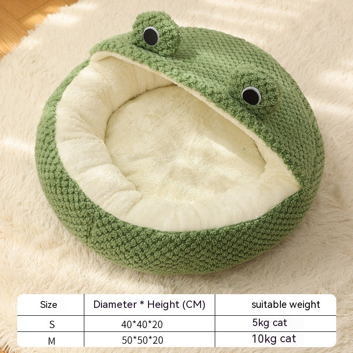 Little Frog Series warm plush pet bed for small cats and dogs, perfect for cozy comfort in autumn and winter size