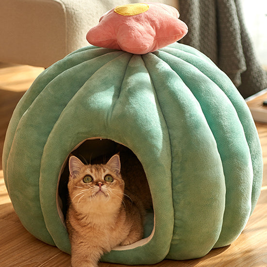 Villa house style kitten kennel featuring a cozy cotton cat bed designed for ultimate comfort and security
