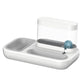 Automatic pet feeder and water dispenser for cats, featuring a dual bowl design for convenient feeding and hydration