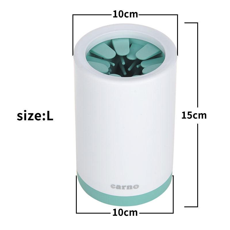 Portable pet paw cleaner cup with a soft silicone comb, designed to gently clean your pet&