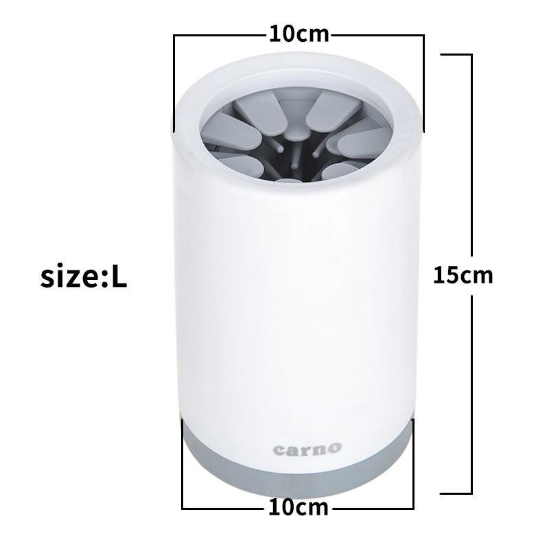 Portable pet paw cleaner cup with a soft silicone comb, designed to gently clean your pet&
